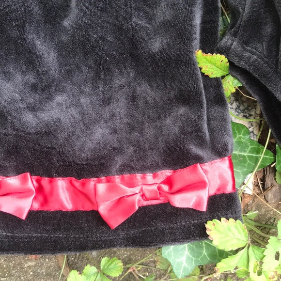 Holiday Editions Black Velour 2 pc Dress Red Bows - Picture 5 of 7